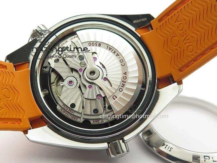 0417 Breathable Planet Ocean SS Bp Maker 45mm Orange Bezel On Orange Rubber Strap A 8221
